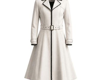 Abrigo largo estilo gabardina inspirado en Kaneki Ken, abrigo blanco de Tokyo Ghoul, chaqueta de cosplay, abrigo gótico de lana con cinturón.