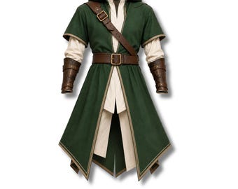 Disfraz de Link para cosplay, túnica verde con capucha inspirada en The Legend of Zelda, traje de guerrero fantástico, regalo para Halloween, Comic Con y LARP.