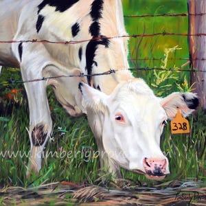 Cow Art Print | Cow in Pasture Print | Cow Art | Cow Home Decor | Cow Painting | Farm Animal Decor | Cow Wall Art | Holstein Print