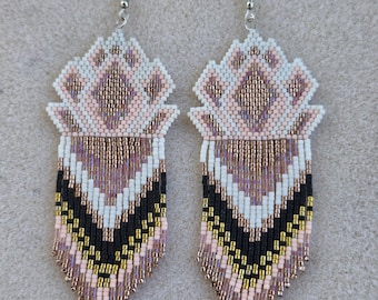 Flower inspired Glass Beaded Earrings