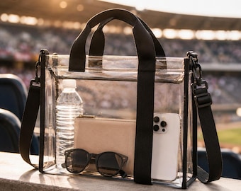 Clear Stadium Tote Bag | Stadium Approved Clear Concert Bag | Transparent Crossbody Tote for Sports Events & Festivals