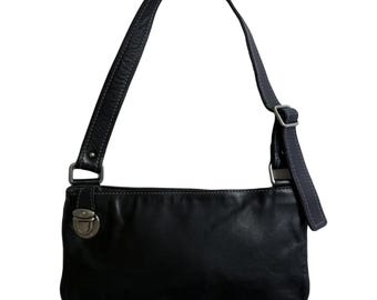 Bolso de hombro vintage Y2K de Marc Jacobs de cuero negro, bolso baguette raro