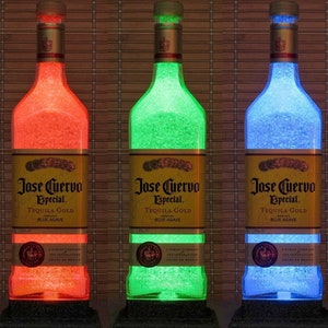 Patron Tequila From Mexico Empty Liquor Bottle Lamp 16 Color Changing LED light 