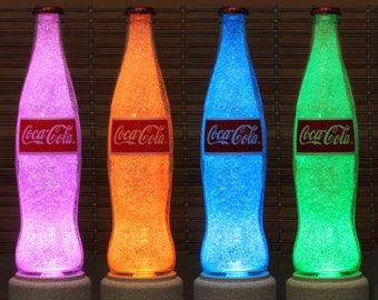 Coke Coca Cola Glass 12 oz ACL Label LED Bottle Lamp Remote Color Changing Bar Light man cave Accent light