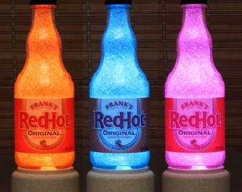 Franks Hot Sauce Glass LED Bottle Lamp Remote Color Changing Bar Light man cave Accent light