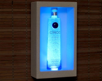 Ciroc Snap Frost Vodka Shadowbox Wall Mount or Tabletop Color Changing Bottle Lamp Gift Bar Light  LED Remote Controlled France