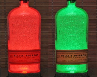 Bulleit Bourbon Whiskey LED Color Changing Remote Control Bottle Lamp Bar Light