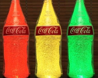 Genuine Vintage Big 1 Quart Coke Coca Cola Heavy Glass ACL Label Soda LED Bottle Lamp Remote Color Changing Bar Light