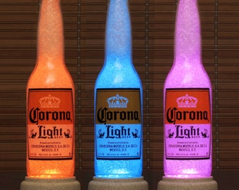 Corona Light Beer 12 oz Remote Control Color Changing Bottle Lamp Bar Light Accent lamp Glass