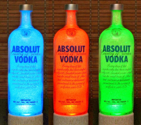 Absolut Vodka Color Changing LED Bottle Lamp Remote Control Bar Light Man Cave Lighting Bodacious Bottles