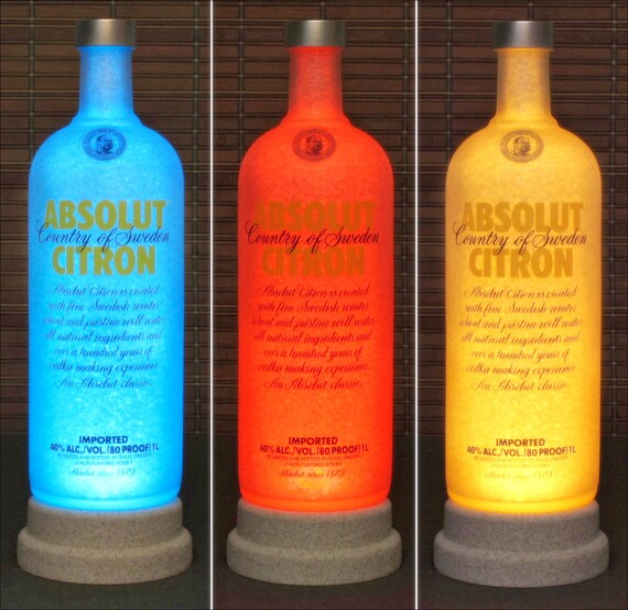Absolut Citron Vodka 1 Liter Color Changing Remote Controlled Led Liquor Bottle Lamp Bar Light Bodacious