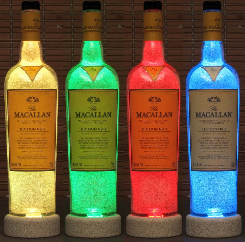 Macallan Edition 3 Single Malt Scotch Whiskey Limited Edition Color Changing LED Bottle Lamp Remote Control Bar Light Man Cave Lighting