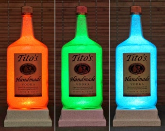 1.75 Liter Tito's Handmade Texas Vodka LED Remote Controlled Color Changing Bottle Lamp Bar Light Austin Texas