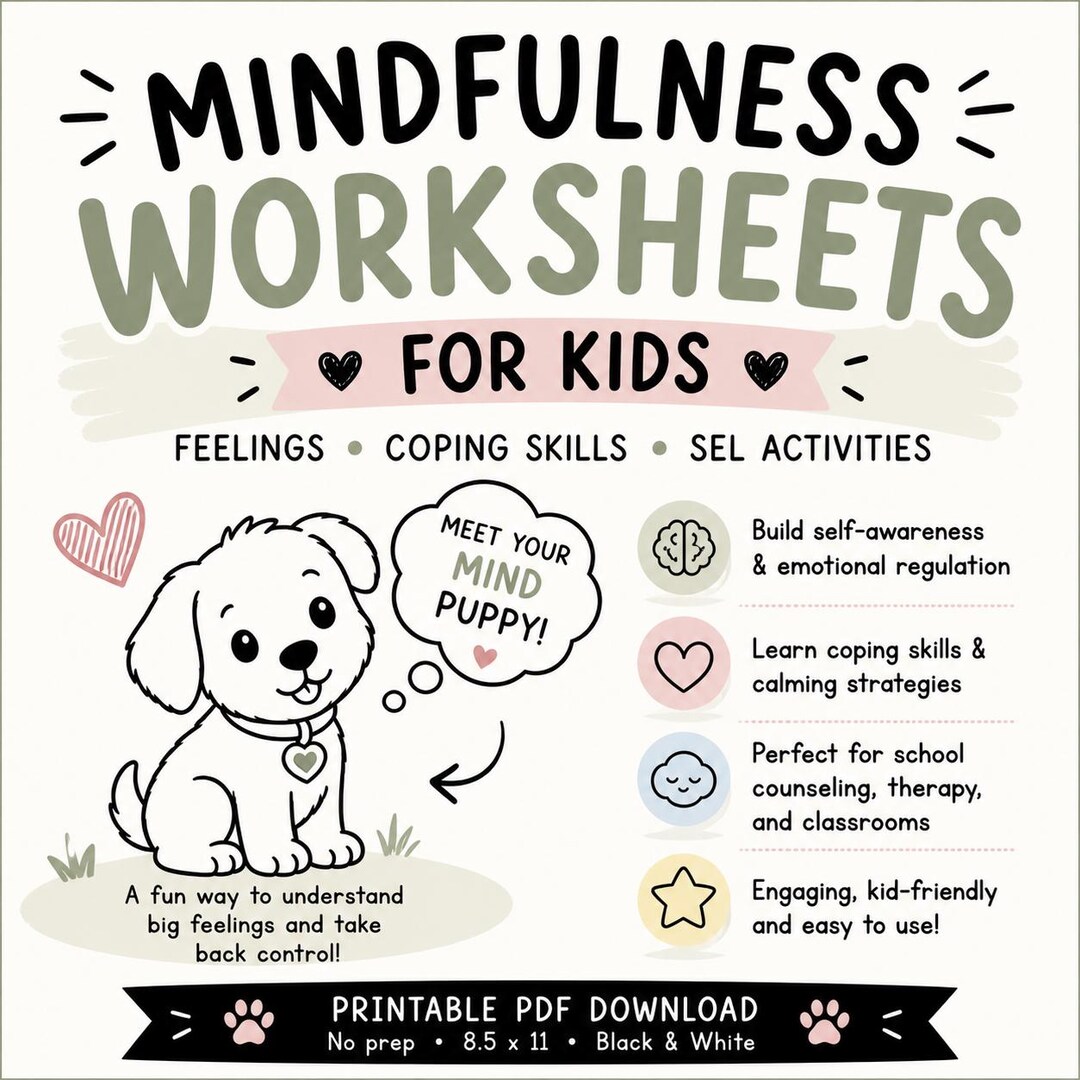 Mindfulness Worksheets for Kids | SEL Activities, Feelings, Coping ...