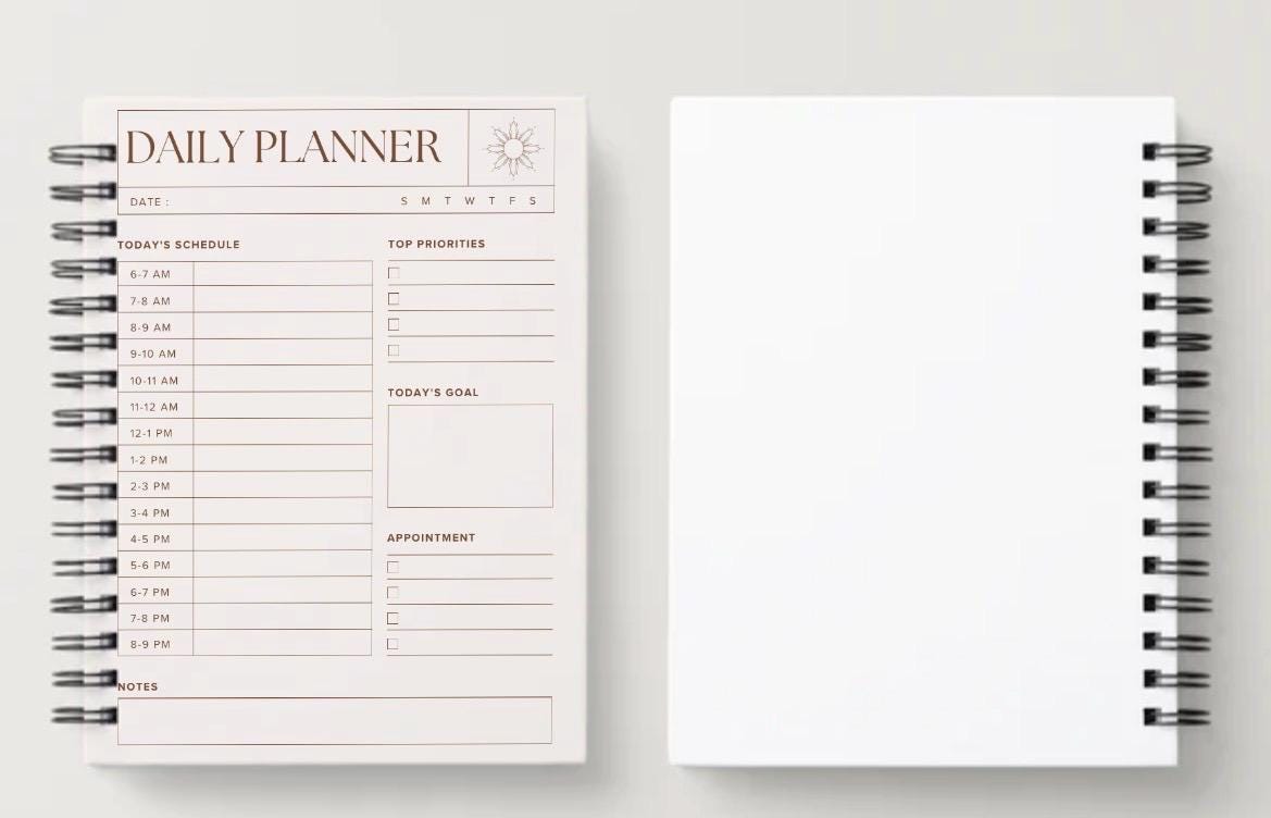 Daily Planner Printable | Editable Canva Template | Minimalist Planner ...