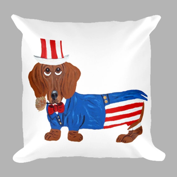 Dog PillowDachshund In Uncle Sam Suit Easter Doxie Pillow in 2020 | Wool