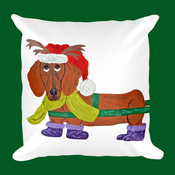 dachshund christmas pillow