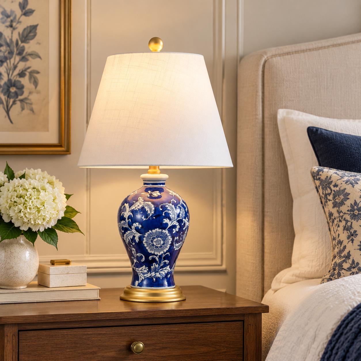 Classic Navy Ceramic Table Lamp - Etsy