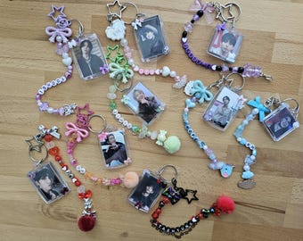 Customizable BTS Photo Beaded Keychain – Choose Your Colors and member