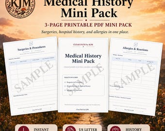 Medical History Mini Pack Printable