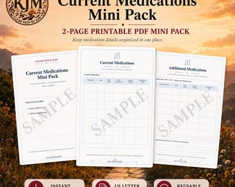 Current Medications Mini Pack Printable