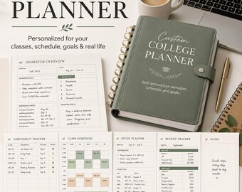 Custom College Planner Printable, Personalized Student Planner PDF, Academic Planner, Assignment Tracker, Study Schedule, College Organizer