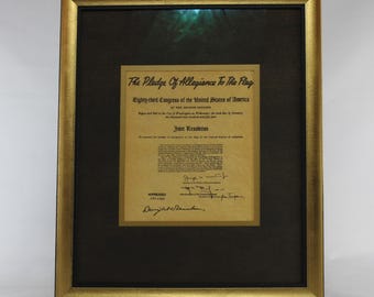 Framed Resolution of Congress to Amend the Pledge of Allegiance to the Flag 1954
