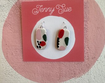 Ceramic earrings | clay earrings | handmade earrings | eclectic earrings | statement earrings | colorful earrings | unique earrings