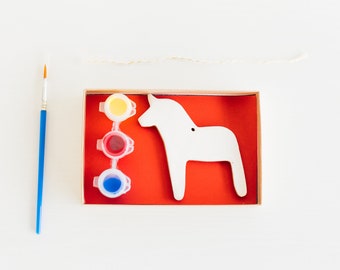 Paint Your Own Dala Horse Christmas Ornament DIY KIT Paint your own data horse ceramic ornament kit