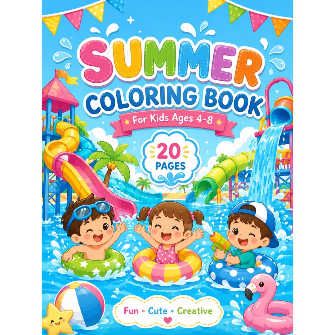 Libro para colorear de verano para niños de 4 a 8 años / Páginas de ...