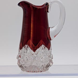Antique EAPG Ruby Stained Glass Pitcher Huron College South Dakota Building Vignette c1898