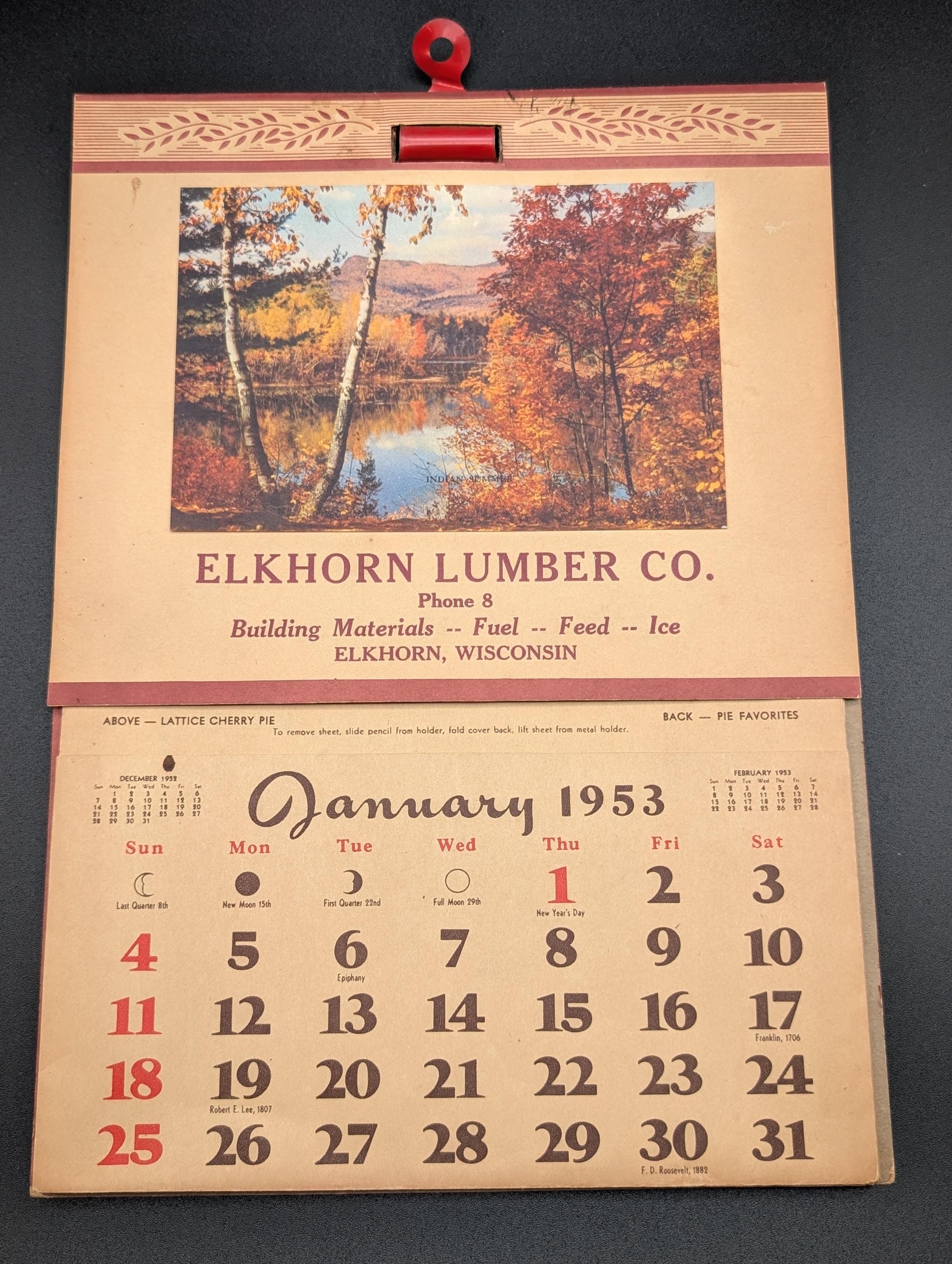 1952 Calendar - Etsy