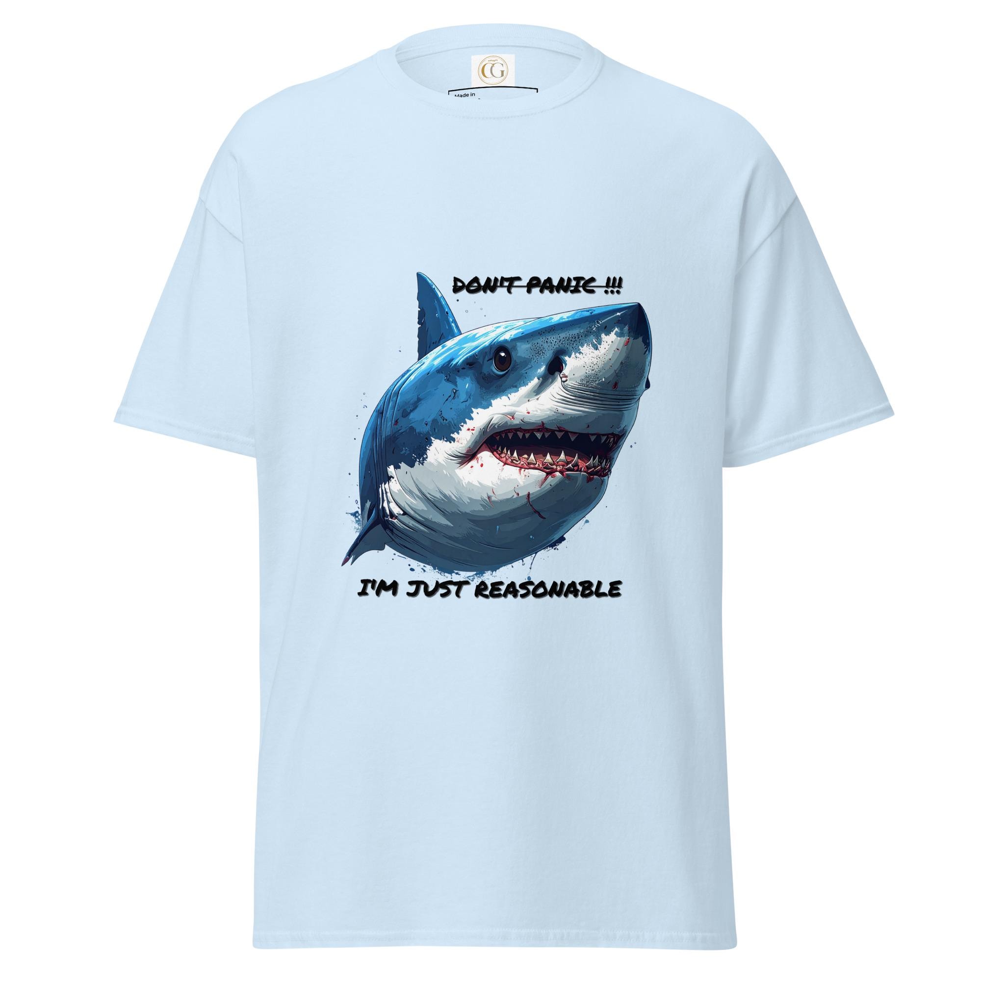Shark Graphic T-Shirt - Don't Panic I'm Just Reasonable
