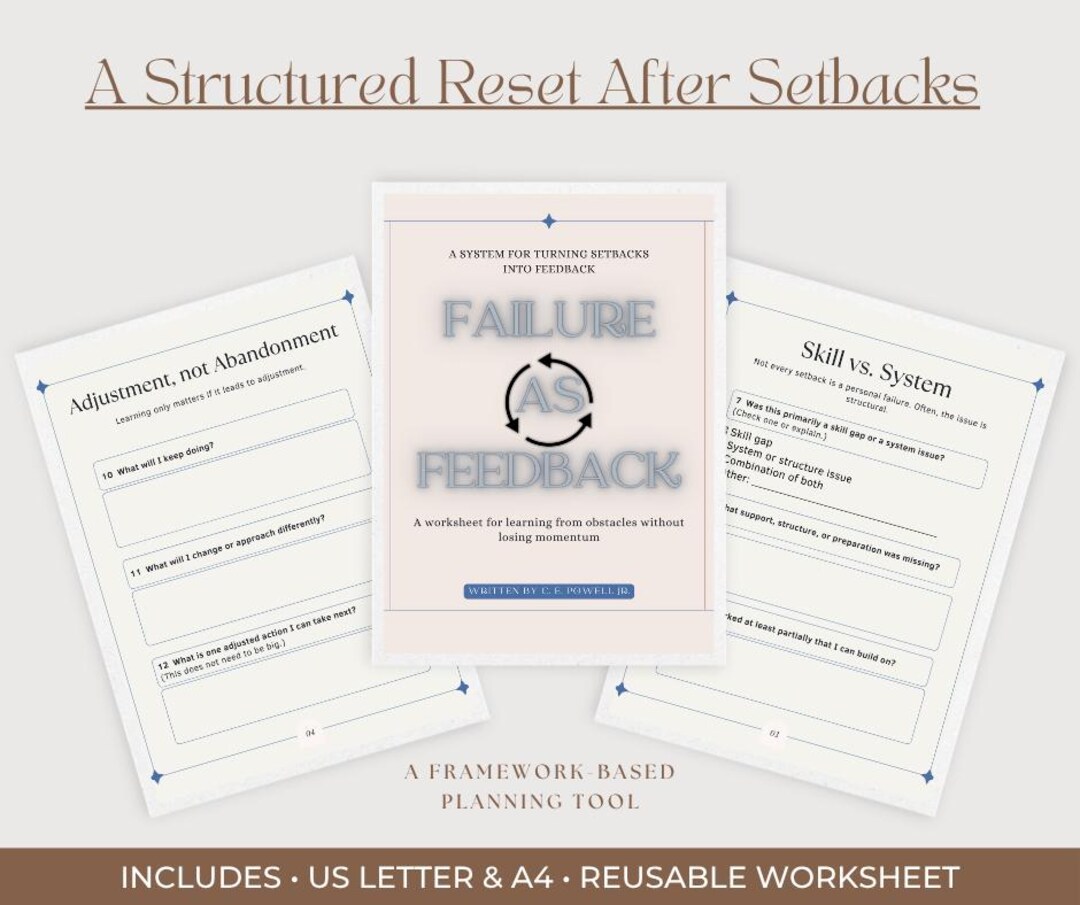 Failure as Feedback Worksheet | Learn From Setbacks | Printable ...
