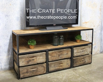 TV Console | The Lowlow | Reclaimed 100 yr old Barn Wood & Wood Crates