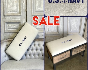 U.S. NAVY Bench Vintage Crate Ottoman | Custom Furniture