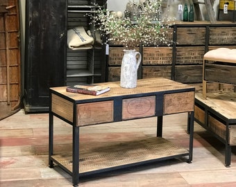 Entry Table or Console Table Wine Lovers! | Reclaimed 100yr BARN WOOD and WINE crates || Crate Furniture