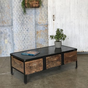 Industrial Steel Coffee table - Steel Top - Rounded Corners