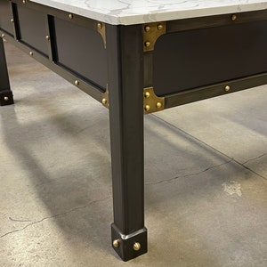 Desk The Regency L Shape Desk with Brass Gussets & Rivets Custom Made Furniture image 6