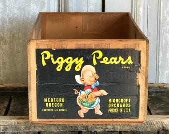 PEAR Crate Vintage PIGGY wood boxes from Medford, OR