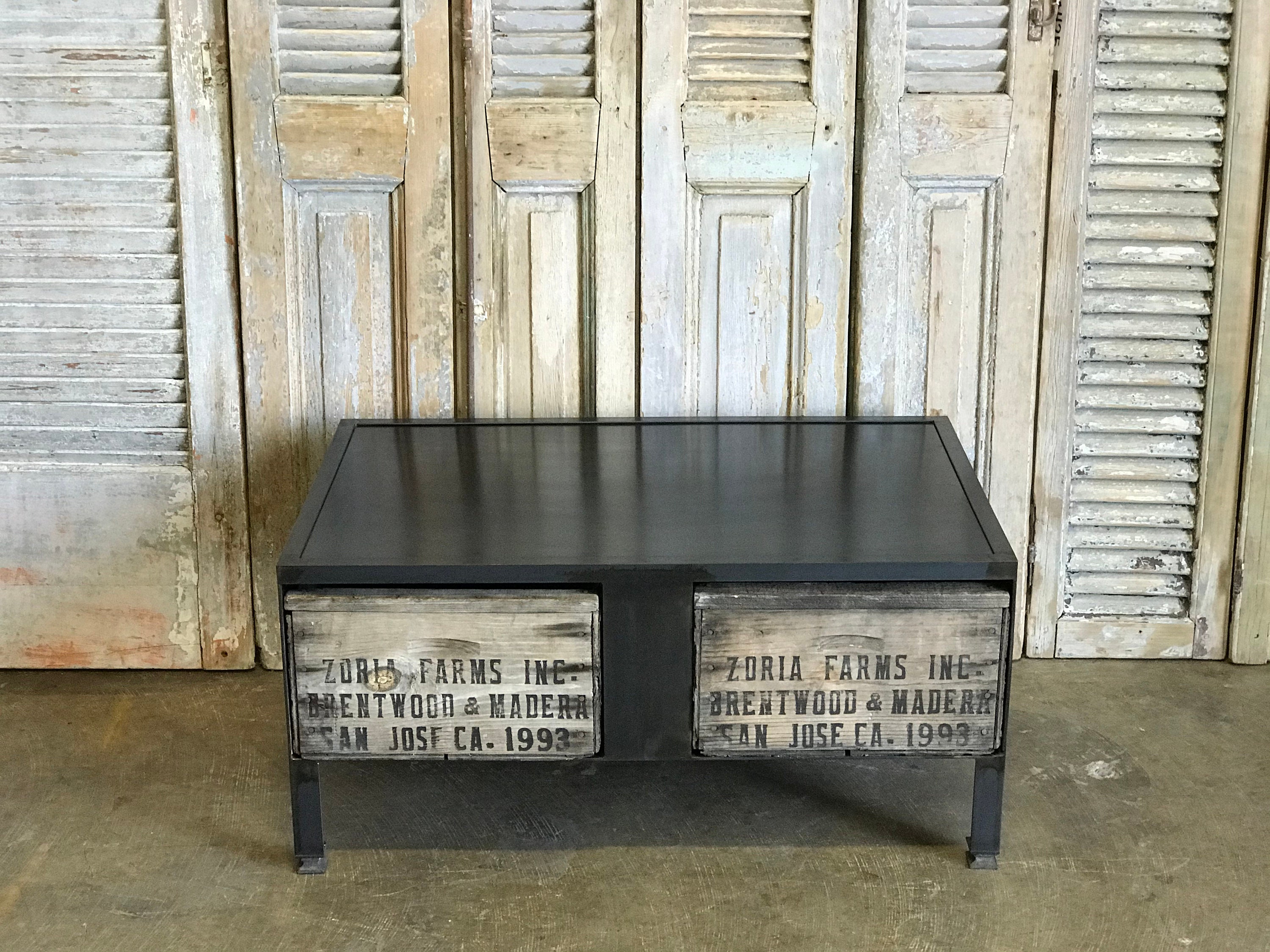 The Parisian Patina Coffee Table All Metal and Vintage Wood Etsy