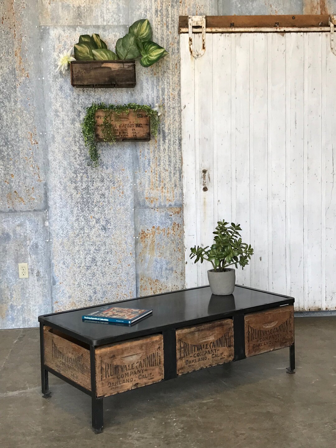 Industrial Steel Coffee Table Steel Top Rounded Corners Etsy