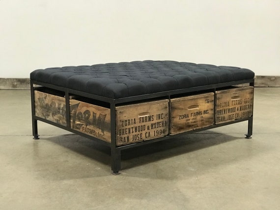 Vintage tufted ottoman deals