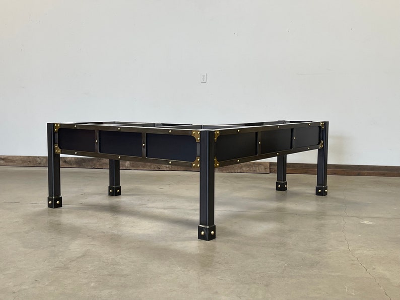Desk The Regency L Shape Desk with Brass Gussets & Rivets Custom Made Furniture image 3