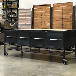 Kitchen Island with Doors | Locking Casters | The Magnolia | Custom Made furniture