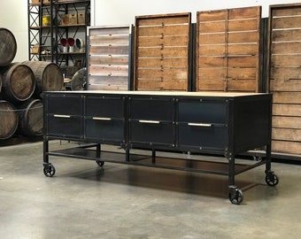 Kitchen Island with Doors | Locking Casters | The Magnolia | Custom Made furniture