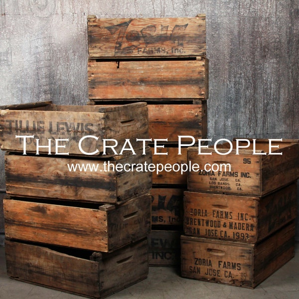 Wood Crate Vintage Crates - ZORIA FARMS fruit boxes San Jose Madera Brentwood