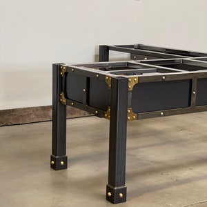 Desk The Regency L Shape Desk with Brass Gussets & Rivets Custom Made Furniture image 9