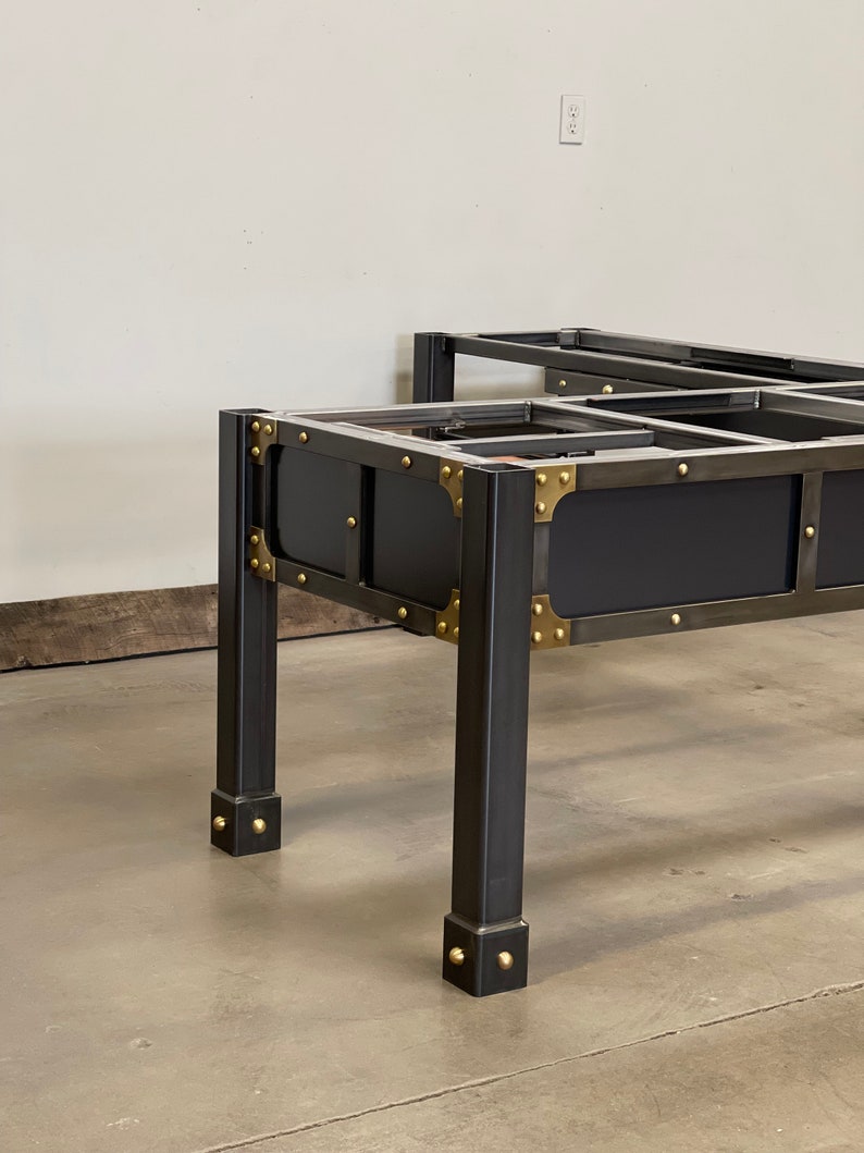 Desk The Regency L Shape Desk with Brass Gussets & Rivets Custom Made Furniture image 9
