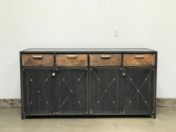 Industrial Steel Cabinet - the Hardy - Decorative X Brace and